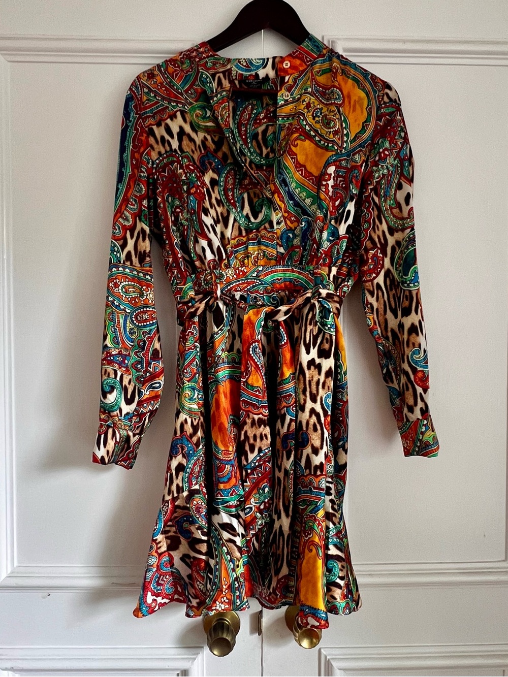 Marciano by Guess, Paisley & Leopard Print Tie-Waist Dress